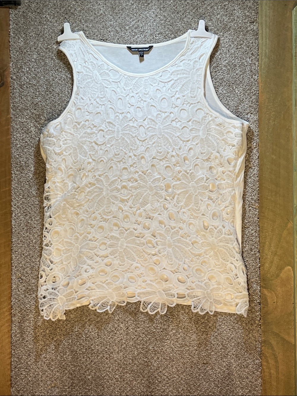 Unique Spectrum White Floral Lace Tank Top